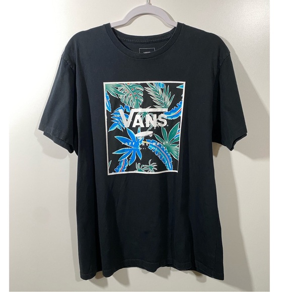 Vans Logo Box T-shirt In Black / Black Pit Stop Tropical Size Large - Picture 2 of 7